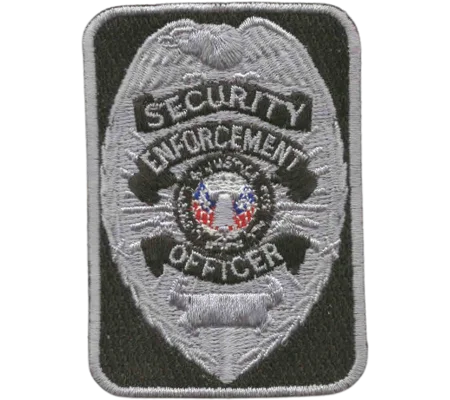 Chest Badge Security Officer Rectangle Shield Silver / Black