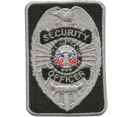 Chest Badge Security Officer Rectangle Shield Silver / Black