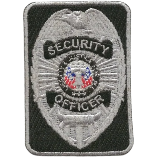 Chest Badge Security Officer Rectangle Shield Silver / Black