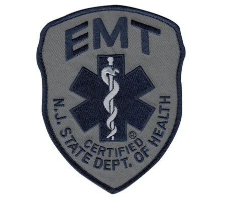 NJ New Jersey EMT Emergency Medical Technician Shoulder Patch Subdued Blue