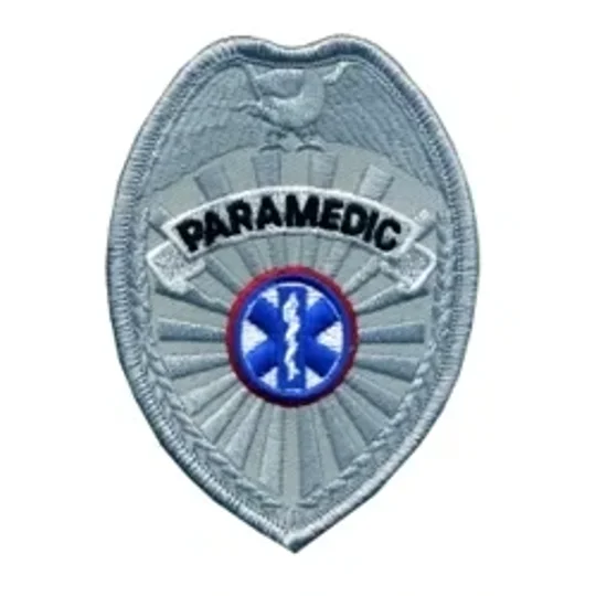 Emergency Medical Paramedic Badge Patch Silver