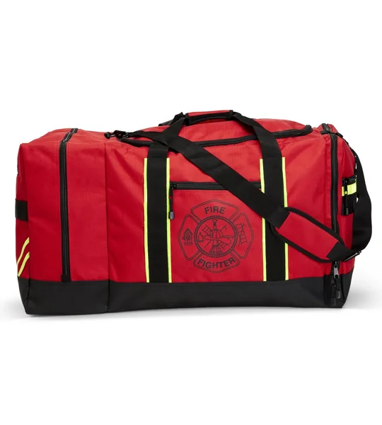 Firefighter Helmet and Turnout Gear Bag with Reflective Trim and Maltese Cross Ripstop Water Resista