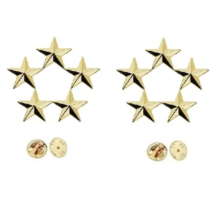 5 Stars 3/8" Cluster Collar Pins Military Officer Insignia