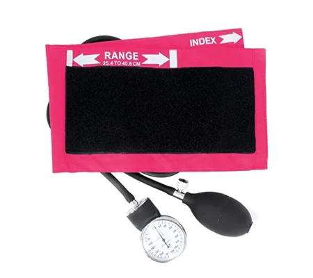 Adult Size Pocket Aneroid Sphygmomanometer BP Cuff Pink