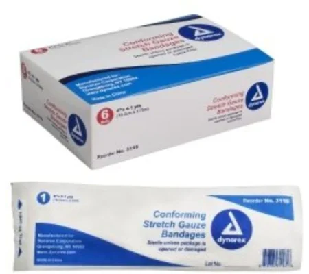 Conforming Bandage Stretch Gauze 6" x 4 Yard Rolls 6 Pack Sterile