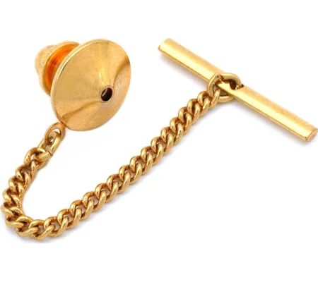Gold Plated Pin Back Tie Tack Jewelry Clutch Chain