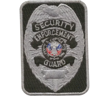 Chest Badge Security Enforcement Guard Rectangle Shield Silver / Black