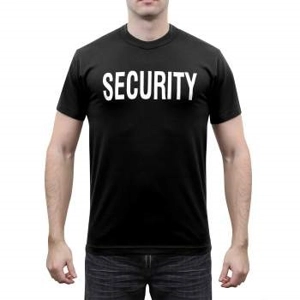 Security Black with White Print Front & Back T-Shirt