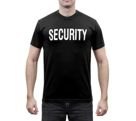 Security Black with White Print Front & Back T-Shirt