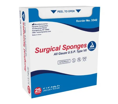 Surgical Gauze Sponge 8-Ply 4 X 4 Inch Square Sterile