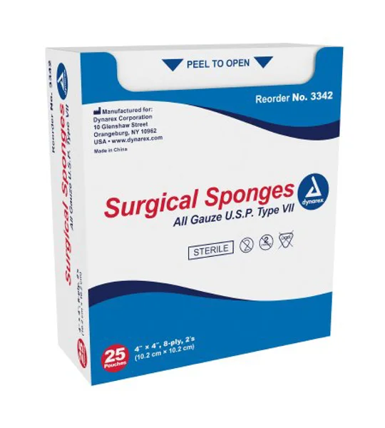 Surgical Gauze Sponge 8-Ply 4 X 4 Inch Square Sterile