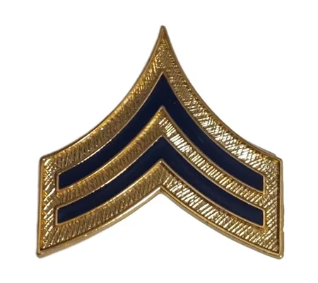 Corporal Chevron Collar Pins Blue on Gold Officer Police