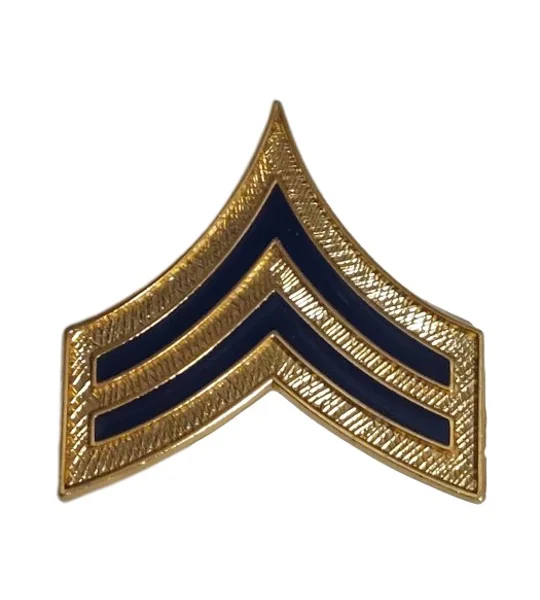 Corporal Chevron Collar Pins Blue on Gold Officer Police