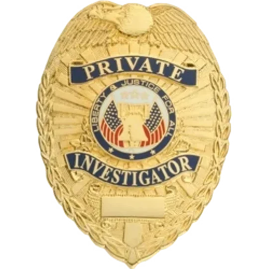Private Investigator Shield Breast Badge Gold
