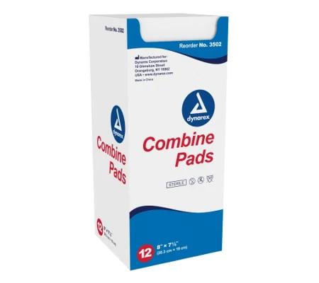 Abdominal Combine Pad NonWoven Fluff 8 X 7-1/2 Pack of 12