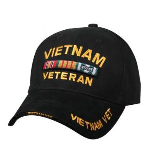 Deluxe Low Profile Cap Military Vietnam Veteran Black