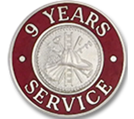Collar Insignia Tac Pin Red Years Service 9