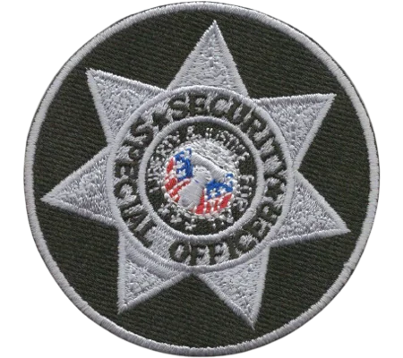 Star Badge Patch Special Security Officer Silver - Black Round
