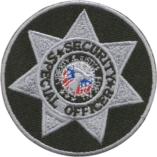 Star Badge Patch Special Security Officer Silver - Black Round