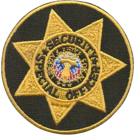 Star Badge Patch Special Security Officer Gold - Black Round