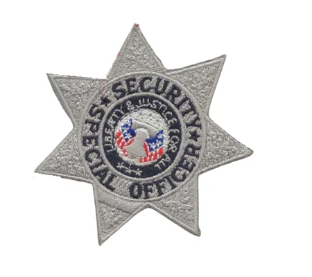Seven Point Star Badge Patch Special Security Officer Silver - Black