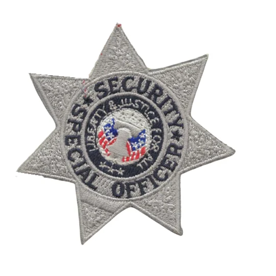 Seven Point Star Badge Patch Special Security Officer Silver - Black