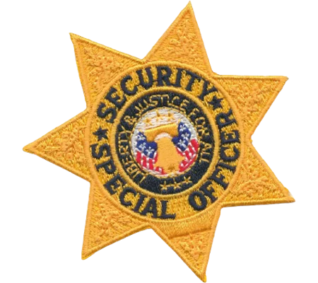 Seven Point Star Badge Patch Special Security Officer Gold - Black