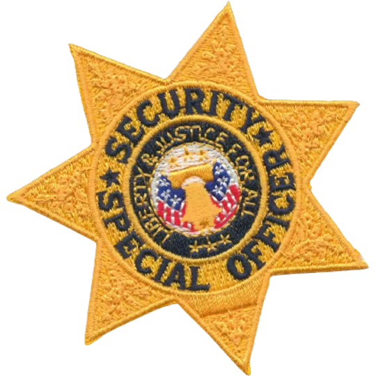 Seven Point Star Badge Patch Special Security Officer Gold - Black