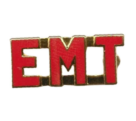 Collar Pins Insignia E.M.T. EMT Emergency Medical Gold Red