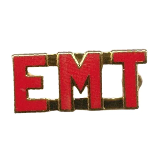 Collar Pins Insignia E.M.T. EMT Emergency Medical Gold Red