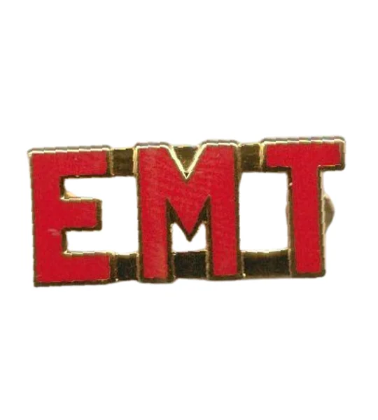 Collar Pins Insignia E.M.T. EMT Emergency Medical Gold Red