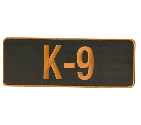 K-9 Dog Back Patch Large 4 x 11 Gold on Black