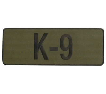 K-9 Dog Back Patch Large 4 x 11 Black on Olive Drab