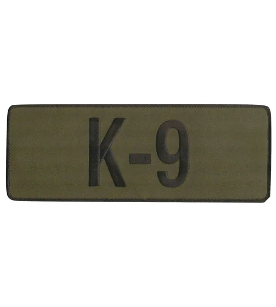 K-9 Dog Back Patch Large 4 x 11 Black on Olive Drab
