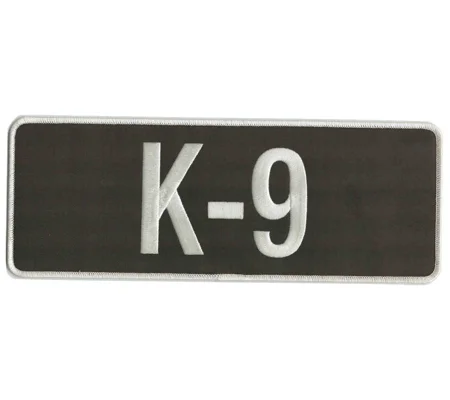 K-9 Dog Back Patch Large 4 x 11 White on Black