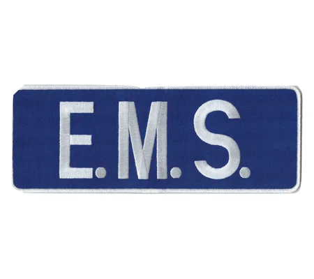 EMS Back Patch 4 X 11 White on Royal