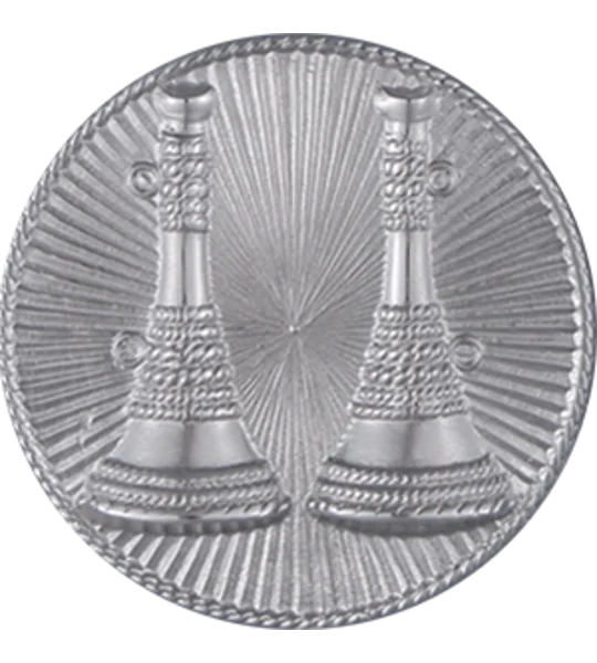 Hat Pin Bugles Disc 2 Bugle Side by Side Silver Captain Screw Post