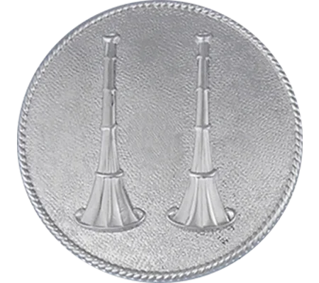 Hat Pin Bugles Disc 2 Side by Side Silver Captain Screw Post Smooth
