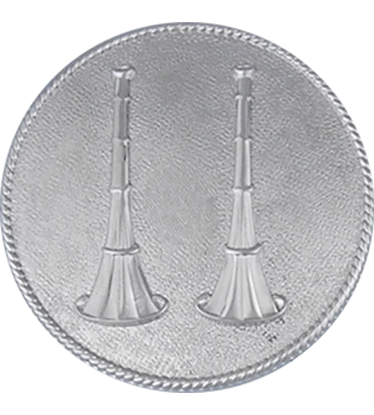 Hat Pin Bugles Disc 2 Side by Side Silver Captain Screw Post Smooth