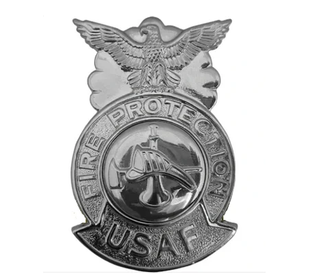 USAF Air Force Firefighter Shield Badge Silver
