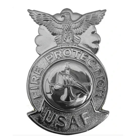 USAF Air Force Firefighter Shield Badge Silver