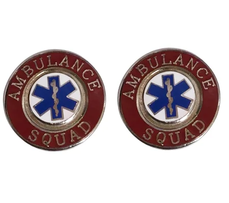 Collar Pin Set Round EMS Rescue Star of Life Ambulance Squad