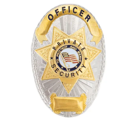 Officer Private Security Gold on Silver Shield Badge