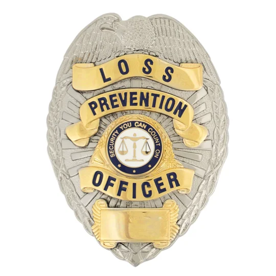 Loss Prevention Security Officer Shield Chest Badge Gold Silver