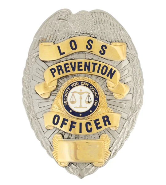 Loss Prevention Security Officer Shield Chest Badge Gold Silver