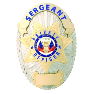Sergeant Private Officer Gold on Silver Shield Badge