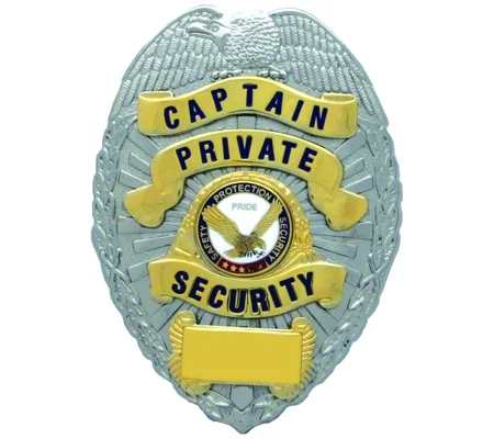 Captain Private Security Gold on Silver Shield Badge
