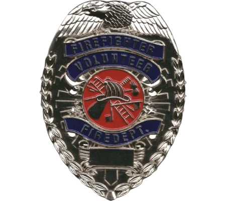 Volunteer Firefighter Fire Department Shield Badge Nickel Silver