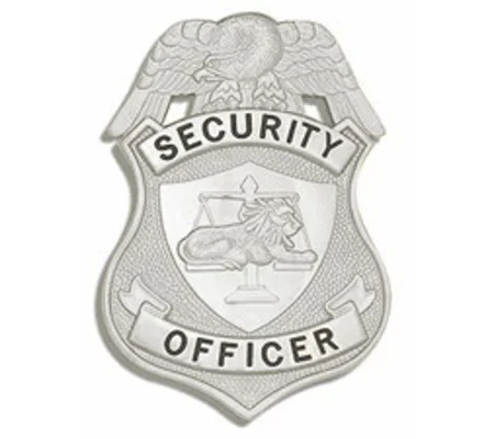 Security Officer Shield Hat Badge Lion Scales Silver Screw Back