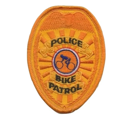 Shield Badge Patch Police Officer Bike Patrol Gold